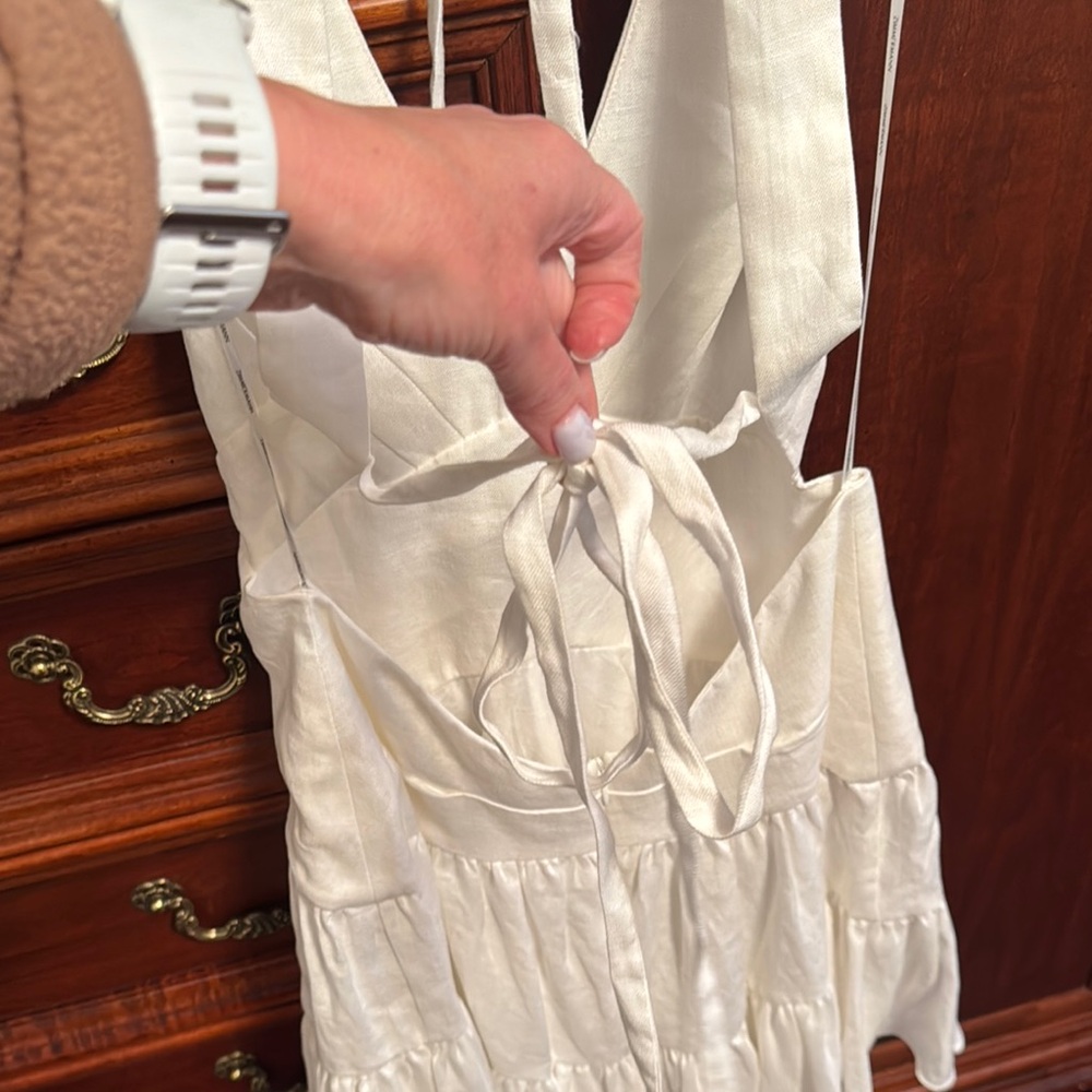 Zimmermann Cream Ruched Ruffled Halter Dress - Picture 3 of 6